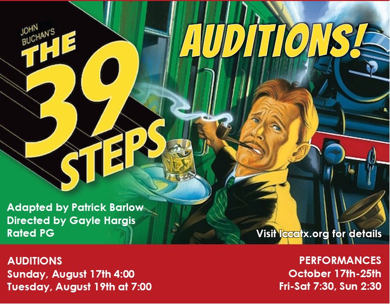 CTX4140. Auditions for The 39 Steps, by Lee County Center for the ARTS (LCCA), Giddings