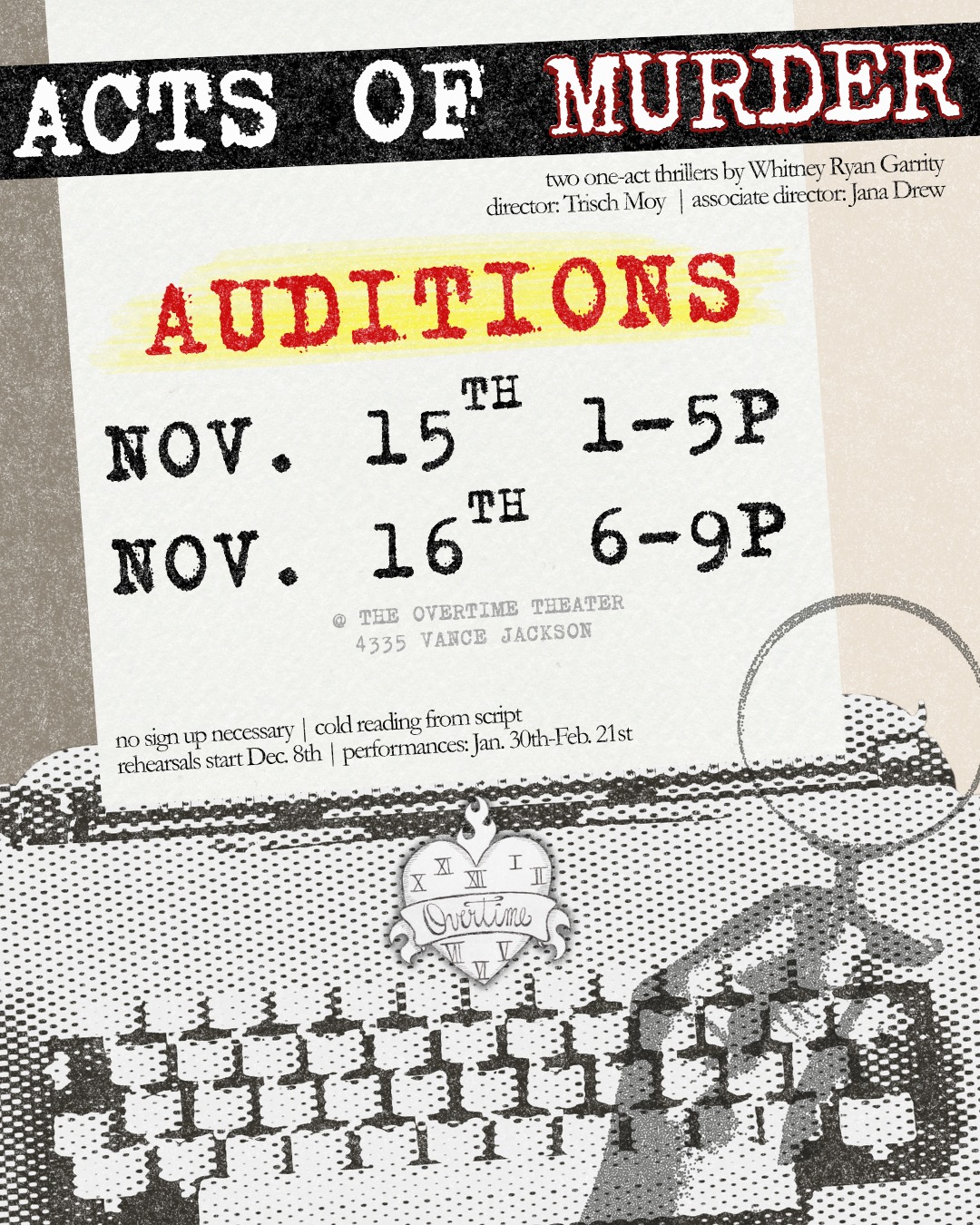 CTX4226.Auditions for Acts of Murder, by Overtime Theater, San Antonio