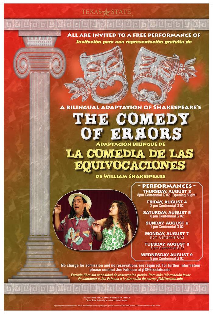 The Comedy of Errors/La Comedia de Equivocaciones by Texas State University