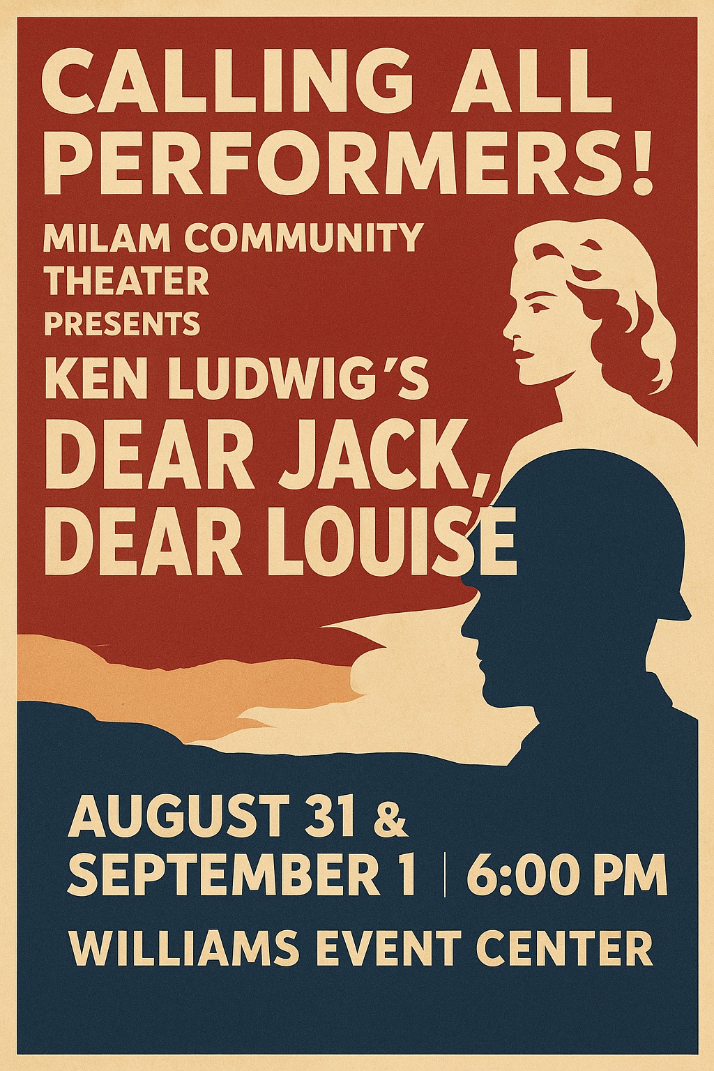 CTX4165. Auditions for Dear Jack Dear Louise, by Milam Community Theatre