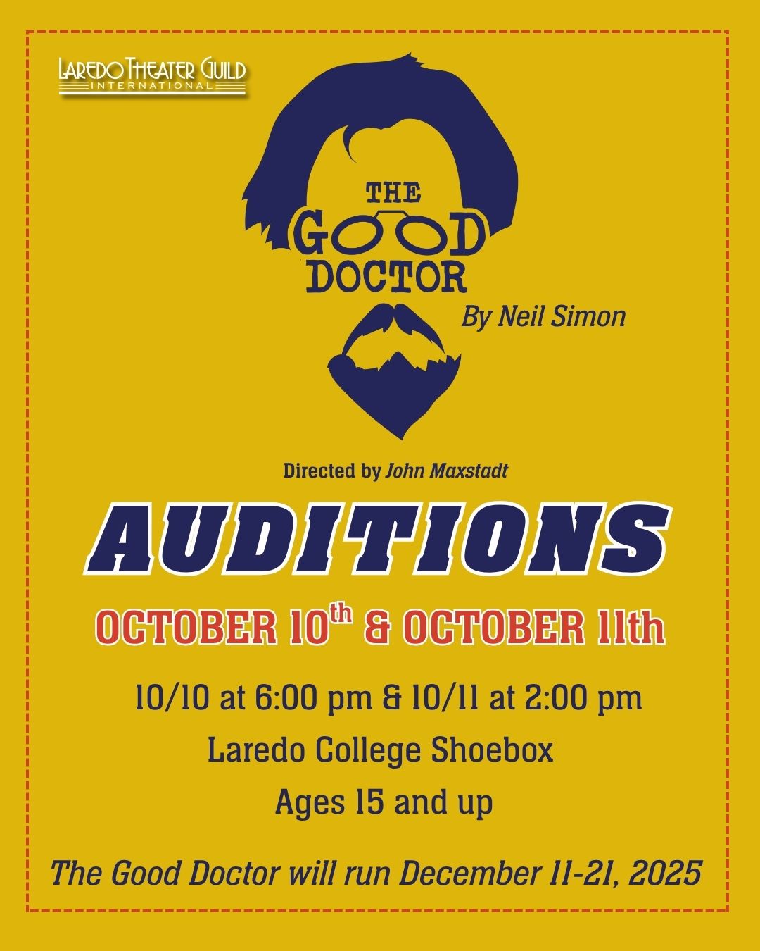 Auditions for The Good Doctor, by Laredo Theatre Guild International