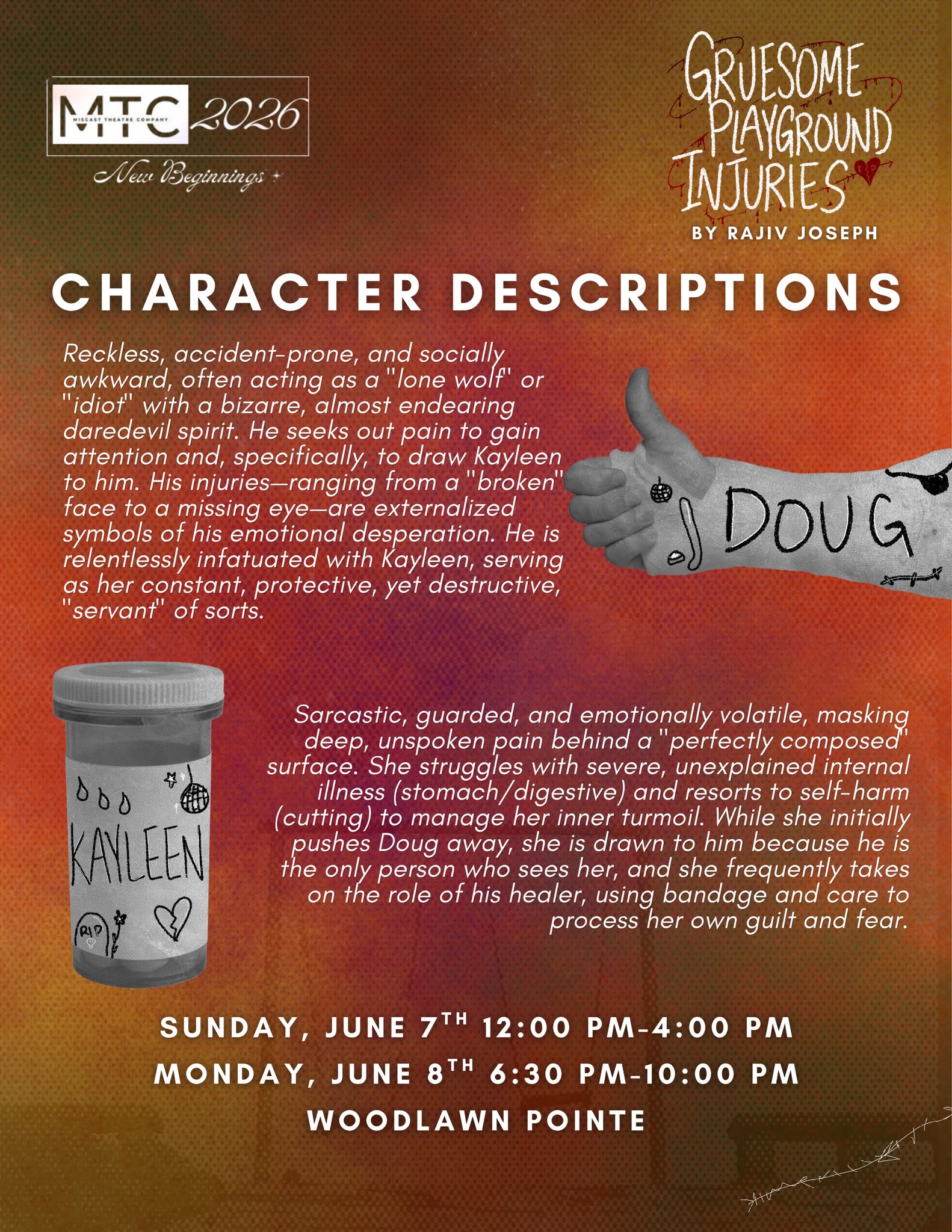 CTX4430. Auditions for Gruesome Playground Injuries, by Miscast Theatre Company, San Antonio