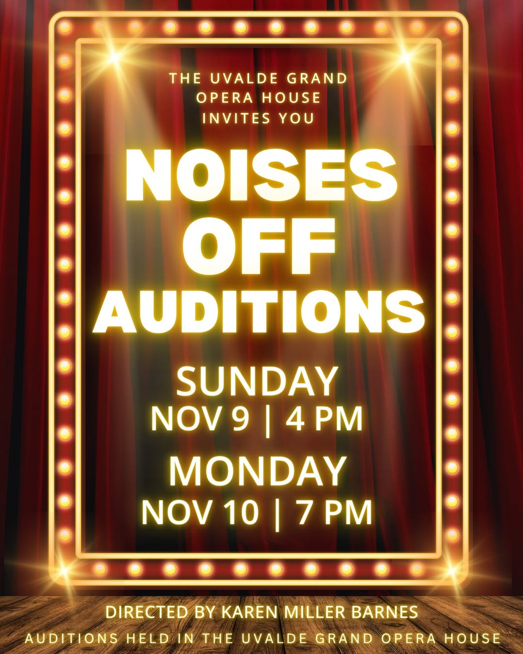 CTX 4217. Auditions for Noises Off, Uvalde Grand Opera House