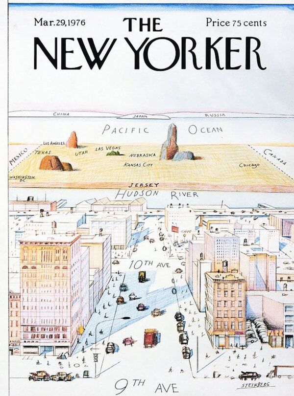 Saul Steinberg, New Yorker magazine cover, March 29, 1976