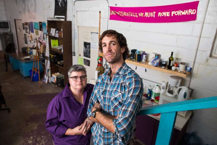 Madge Darlington and Thomas Graves are co-producing artistic directors at the Off Center arts warehouse space in East Austin. (photo by Tom McCarthy Jr. for Austin American-Statesman)