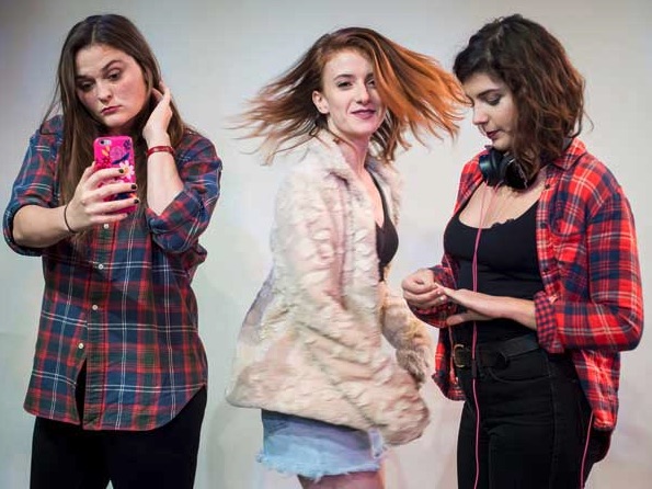 Hailey Suggs, Natalie Tischler, and Sarah Becker in “Life's No Way,” Short Fringe, Feb. 4 (photo via HPT)