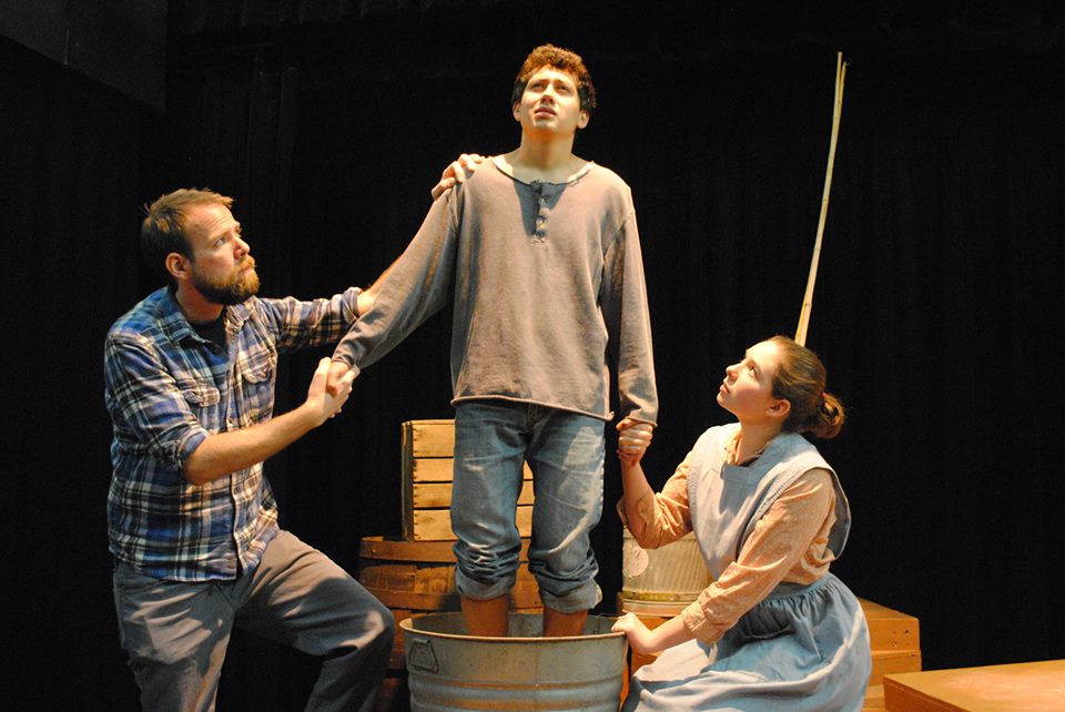 Travis Simpson, Isaac Oullette, Alexandra Eckelbarger (Photo by Dylan Brainard, Costumes by Yvette Oakes-Crabtree, Set & Light Design by Ken Frazier)