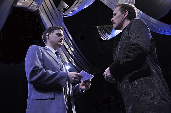 Jeremy Lee Cudd as Angelo, Greg Holt as Duke Vincentio (photo: Bret Brookshire)