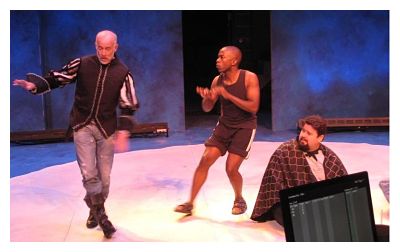 Sept. 4 rehearsal: Tom Green as Alonzo, Shaun Patrick Tubbs, Tom Stephan as King Alonso (ALT pohoto)