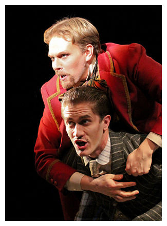 'The Canon Song': Dan Lendzian as Tiger Brown, Kyle Schnack as Macheath (image: Brenda O'Brian)